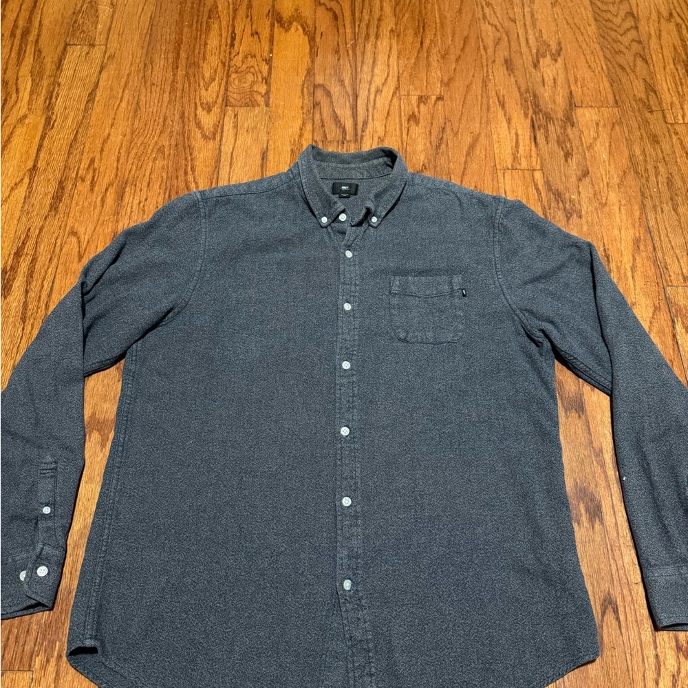 Obey Men’s 100% cotton 2XL grey button down long‎ sleeve shirt